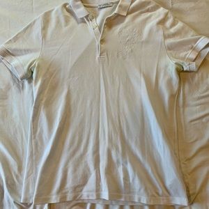 LOT OF 2 VERSACE COLLECTION EMBROIDERED MEDUSA HEAD PIQUE POLO WHITE/BLACK L